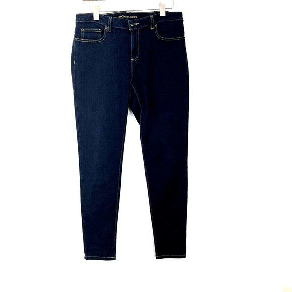 MICHAEL KORS Blue Dark Wash Cropped Skinny Jeans Size 8 - Picture 1 of 4